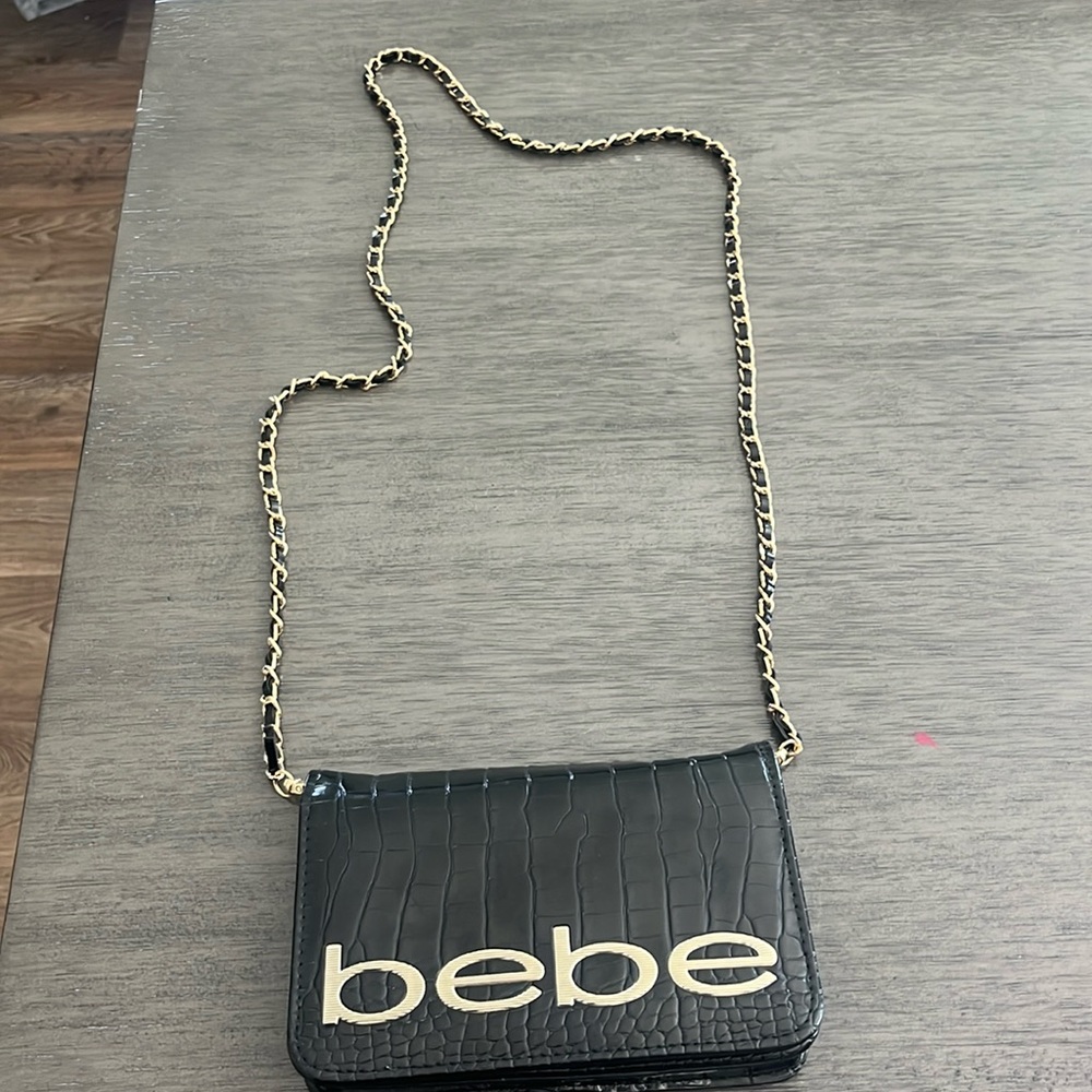 BEBE Fabiola Stamped Croco Crossbody NWT Black Bag